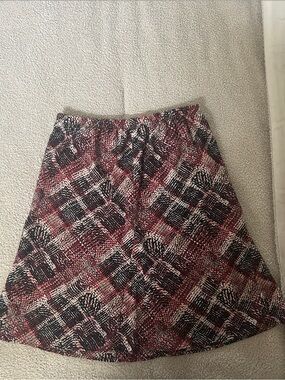 Vintage Red, Black and White Patterned A-Line Skirt